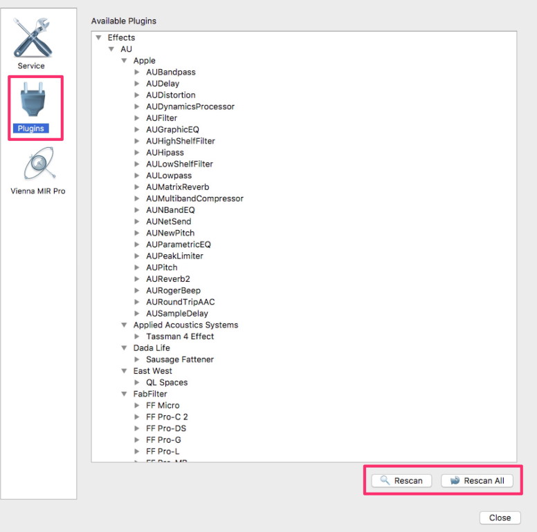 Plugins Preferences