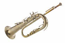 Vintage F bass tuba, a brass wind instrument with valves and a bell, angled on a white background.
