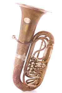 Bronze Kontrabasstuba in B flat, a large brass wind instrument.
