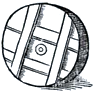 Line drawing of a tambourine, a percussion instrument often called a schellentrommel or Basque drum.