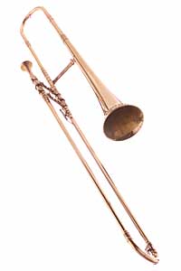Brass tenor trombone in Bb, a musical instrument.
