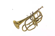 Brass C trumpet, an aerophone musical instrument.